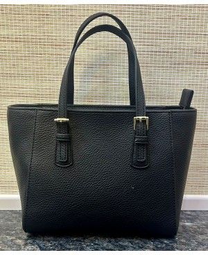 Black Textured Tote Handbag