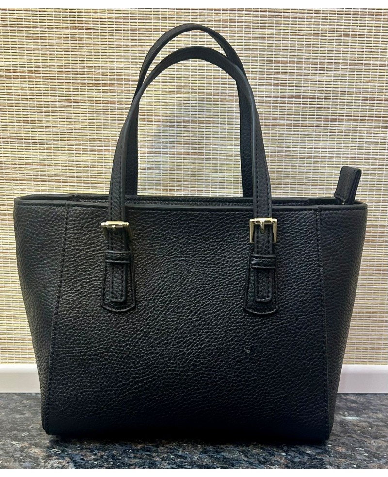 Black Textured Tote Handbag