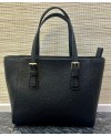 Black Textured Tote Handbag